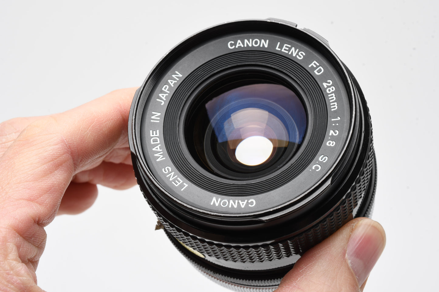 Canon MF 28mm f2.8 S.C. Prime wide lens w/Breech mount, caps, good