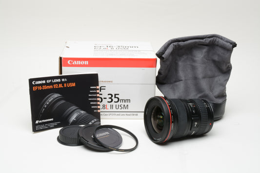 Canon EF 16-35mm f2.8L II USM Lens, caps, very clean! Boxed, Mint-