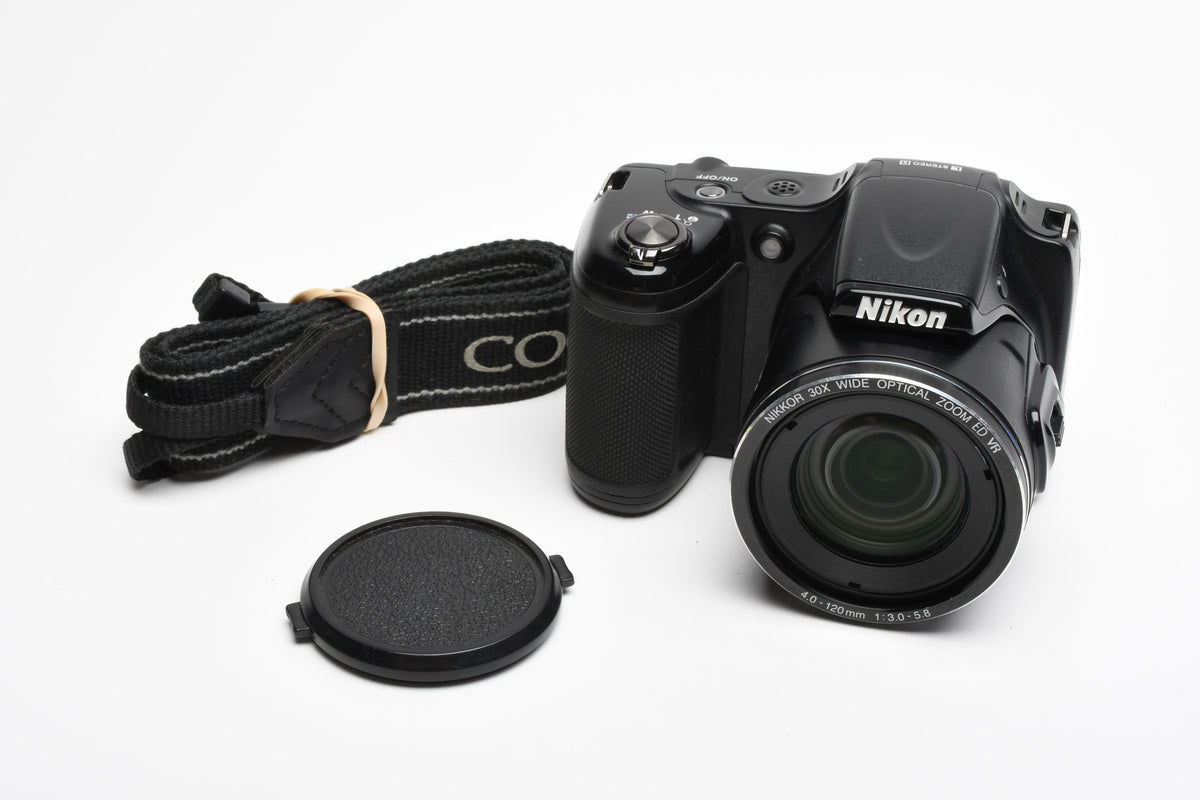 Nikon Coolpix L820 16MP Digital Point&Shoot 30X zoom w/Strap, Cap, Great!