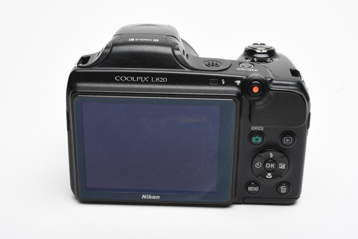 Nikon Coolpix L820 16MP Digital Point&Shoot 30X zoom w/Strap, Cap, Great!