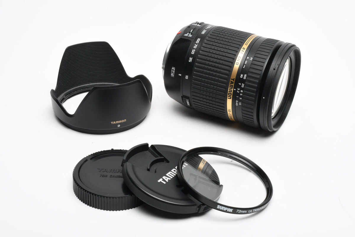Tamron AF 18-270mm f3.5-6.3 Di II B003 Lens for Canon EF EOS w/hood, caps, UV