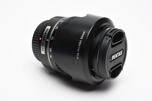 Pentax AF 18-55mm SMC DA L f3.5-5.6 AL compact zoom, UV+Hood, Great