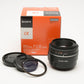 Sony 85mm f2.8 SAM SAL85F28 lens, UV, Mint- Boxed (A-Mount)
