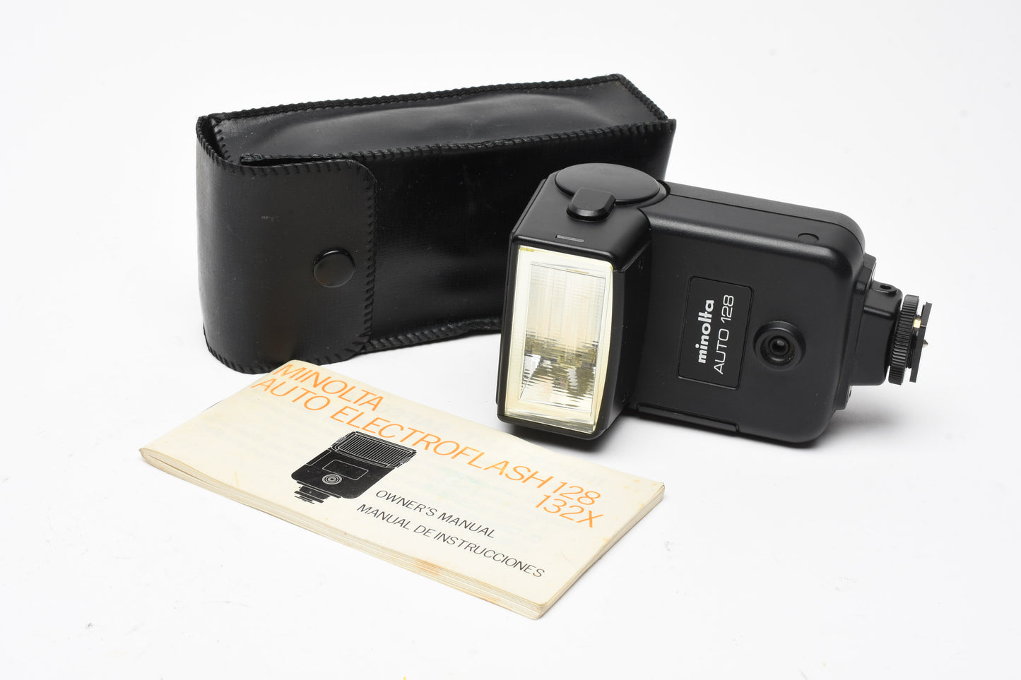 Minolta Auto 128 electronic flash, nice & clean, tested, w/Case+Manual