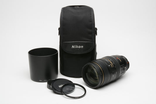 Nikon Nikkor AF ED 80-400mm f4.5-5.6D ED VR w/Case, Hood, Caps, UV, Very nice!