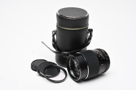 Chinon 135mm f2.8 M42 Mount prime lens, Great! w/Case, caps, 1A filter