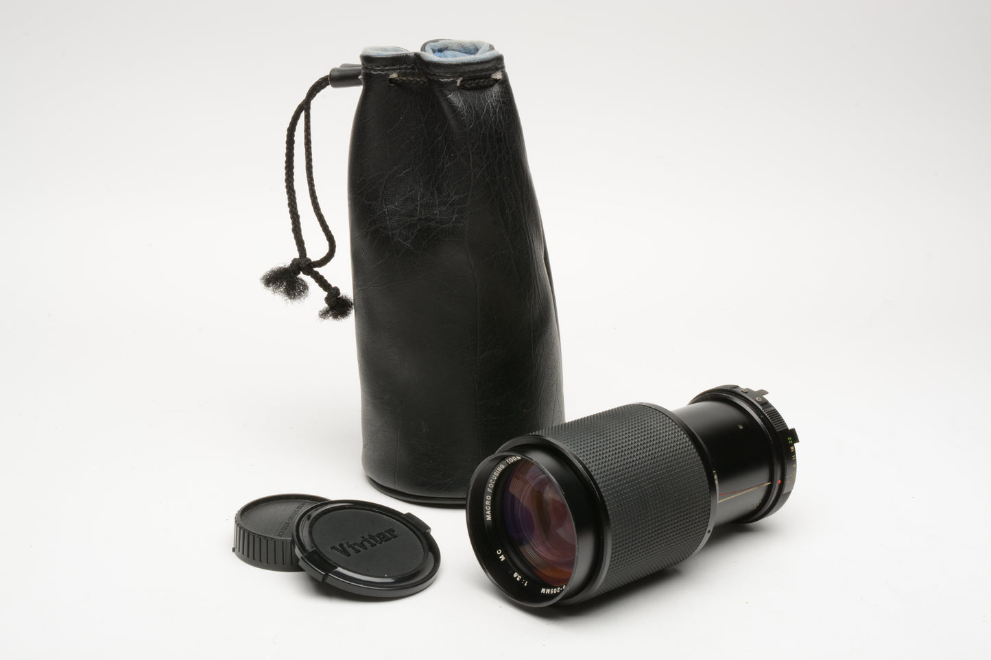 Vivitar 75-205mm f3.8 Macro zoom Minolta MD Mount, Caps, Pouch, Good