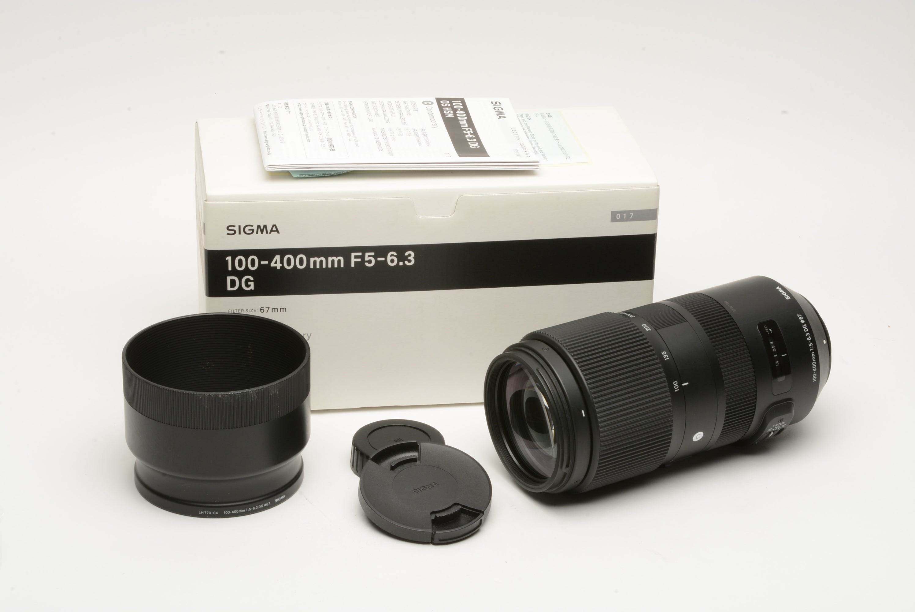Sigma 100-400mm f5-6.3 DG OS HSM Contemporary, boxed, hood+caps+