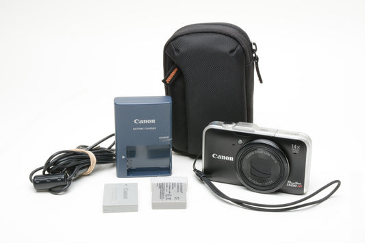 Canon Powershot SX230HS 12.1MP w/GPS Digital Point&Shoot camera, 2batts, case