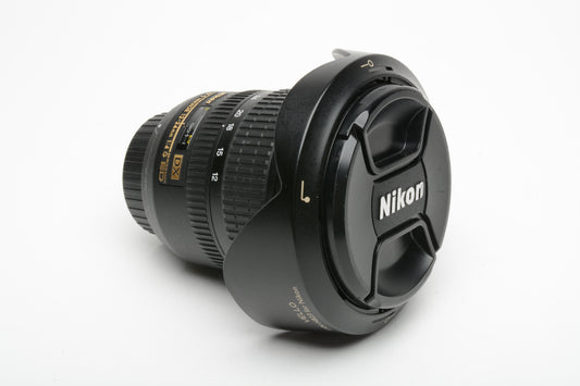 Nikon AF-S Nikkor 12-24mm F4G ED SWM Lens, hood, caps, very clean