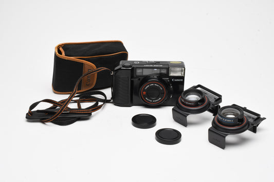 Canon Sureshot 35mm AF35M II Point&Shoot w/35mm f2.8 lens + Aux. lenses, case