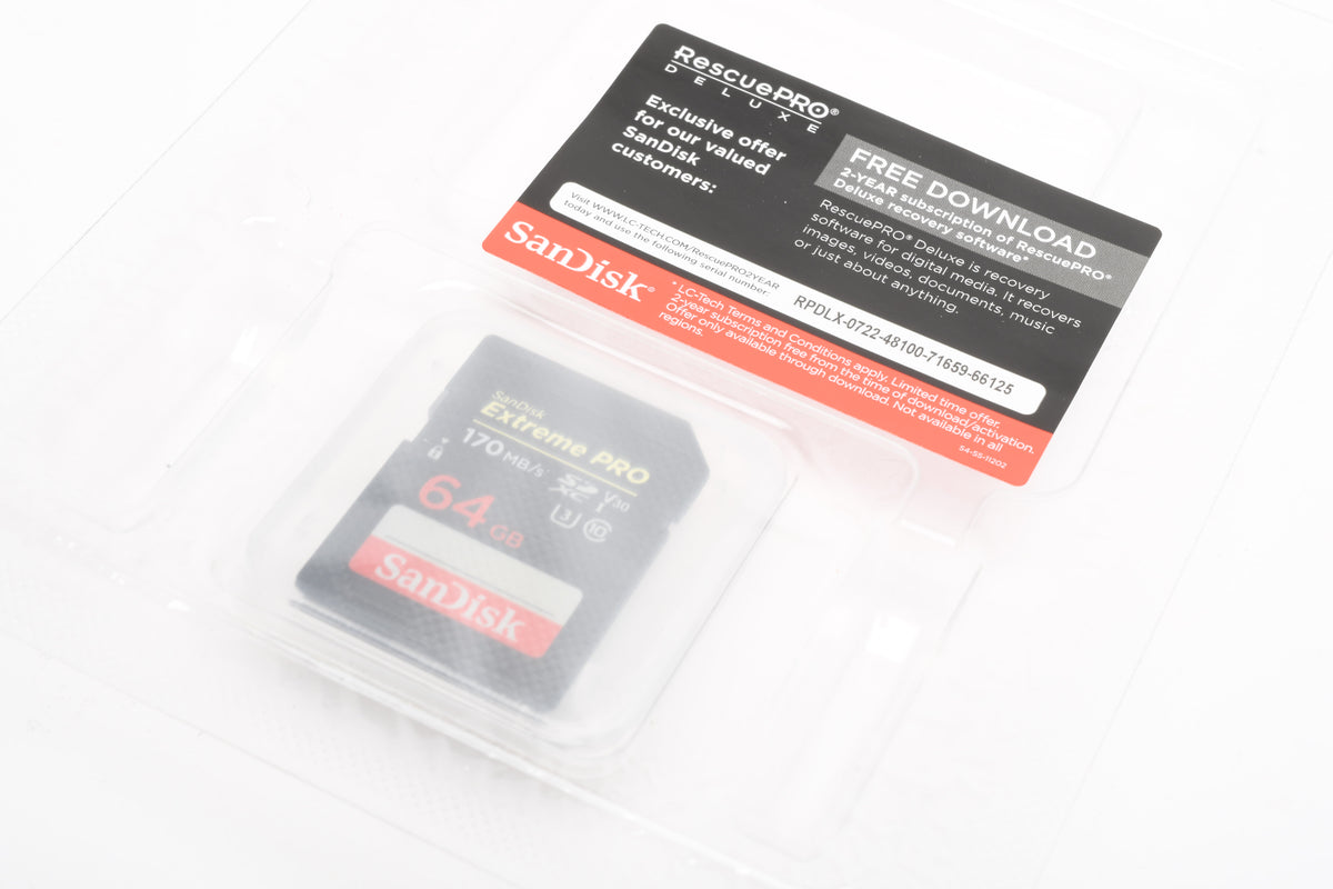 Sandisk 64GB Extreme Pro SD 170MB/s, New