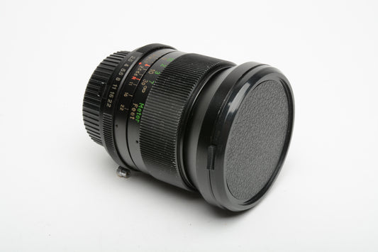 Vivitar 28mm f2.5 Wide angle lens for Minolta MD Mount, Caps