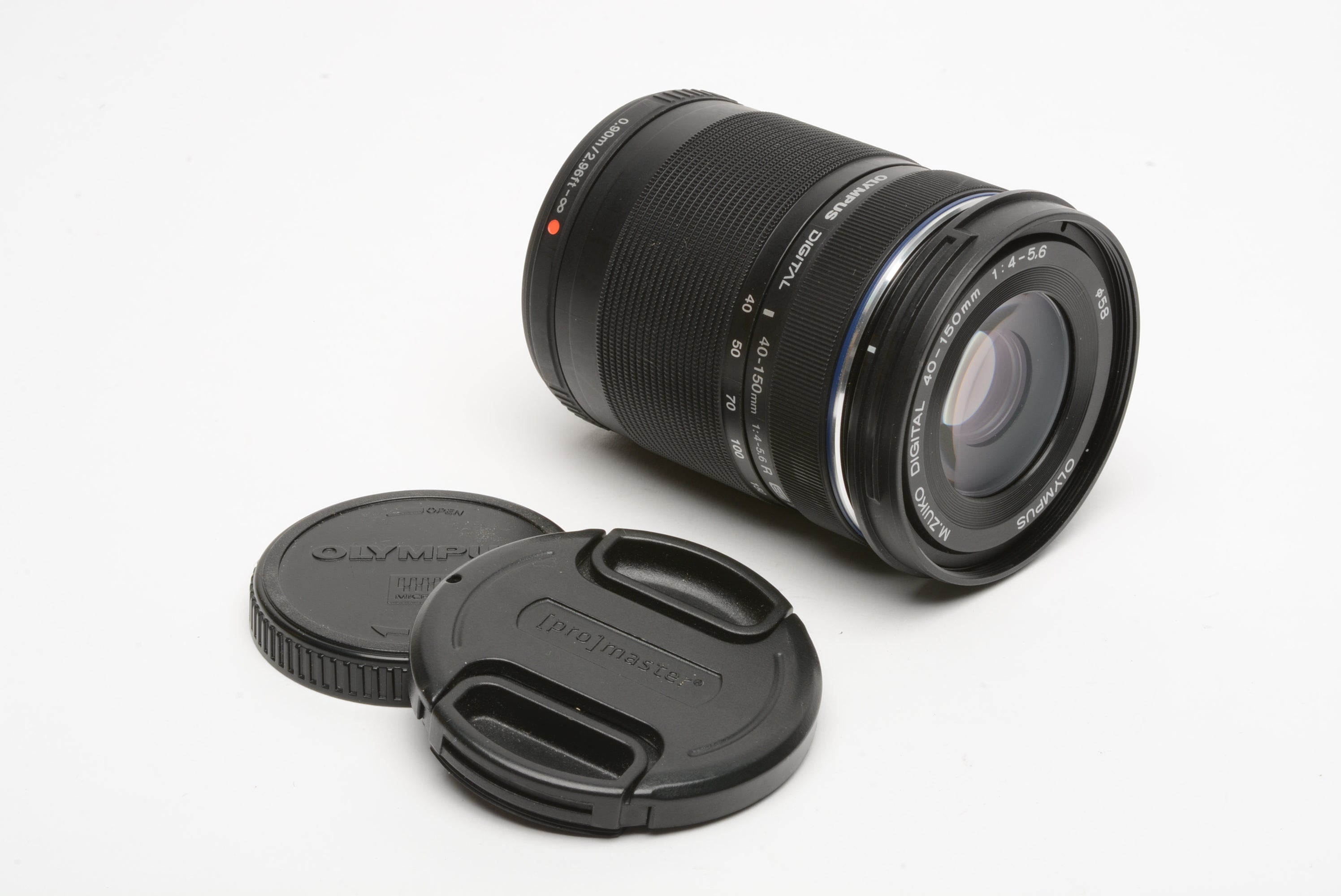 Olympus digital 40-150mm f4-5.6R ED MSC zoom lens for Micro 4/3 mount + Caps