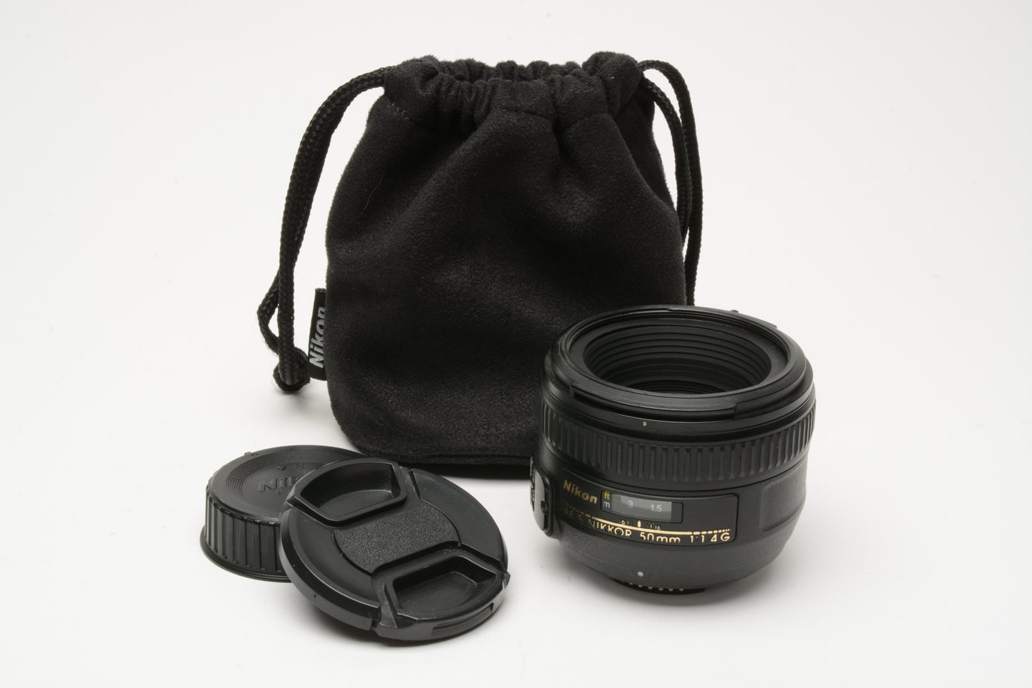 Nikon AF-S Nikkor 50mm f1.4G Lens, caps, sharp, w/Pouch