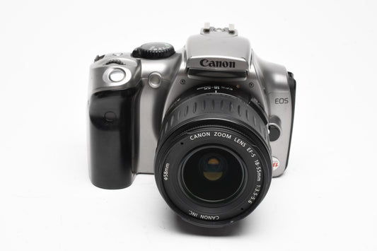 Canon Digital Rebel DSLR w/18-55mm f3.5-5.6 zoom lens, Batt+charger, Good!