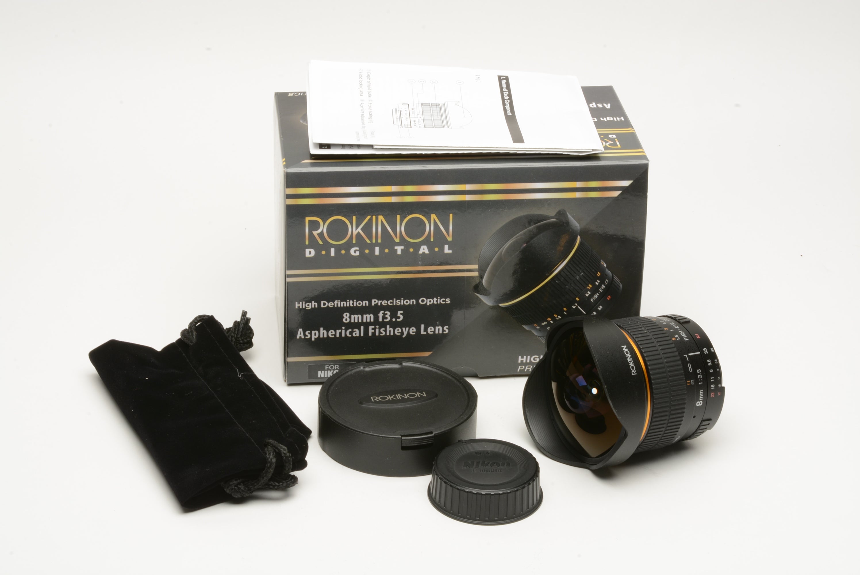 Samyang Rokinon 8mm f3.5 Aspherical HD Fisheye lens, for Nikon F