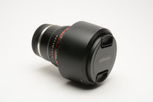 Rokinon 85mm f1.4AS IF UMC Sony E-Mount, Caps+Hood