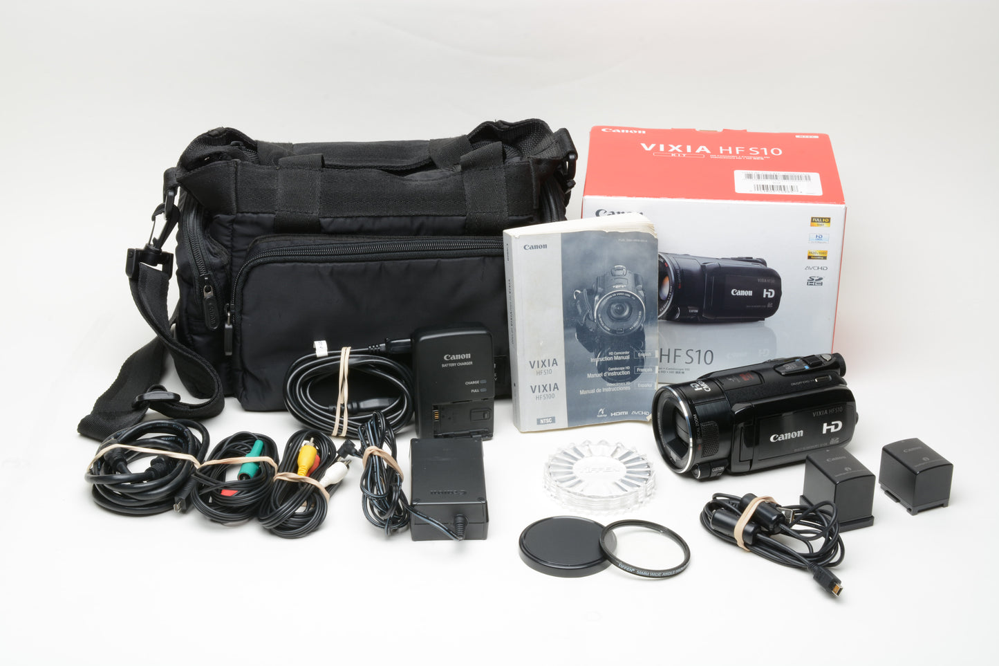 Canon Vixia HFS10 Video Camera Bundle, tested, great!  very clean, Boxed