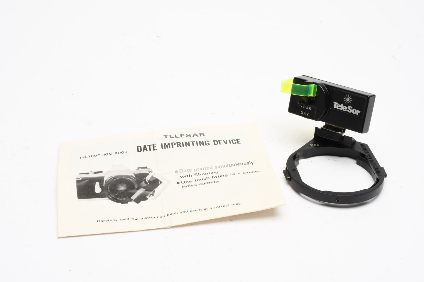 Telesar date imprinting device for 35mm cameras, 55mm diameter, clean