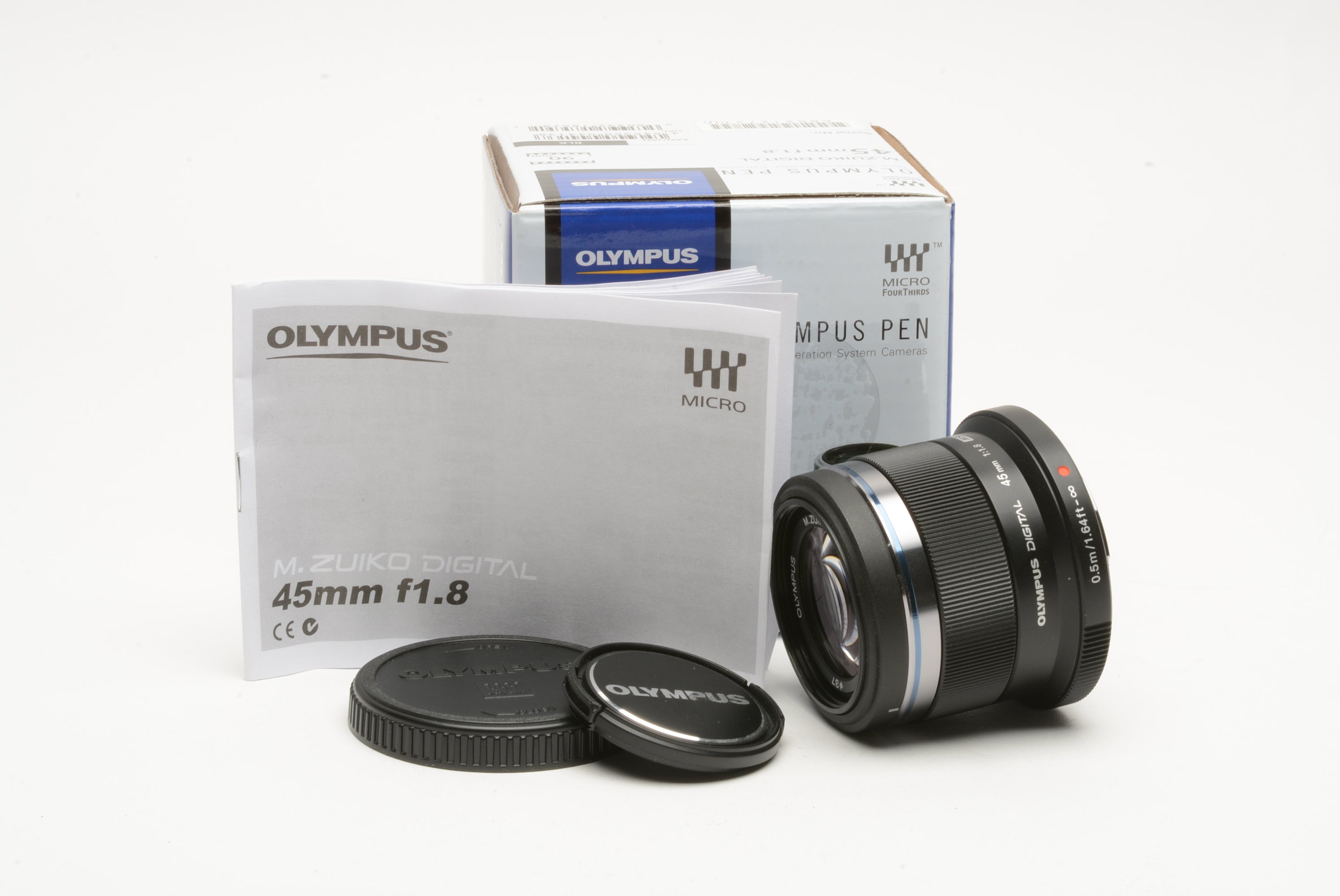 Olympus M. Zuiko Digital 45mm f1.8 Micro 4/3 lens, boxed, USA