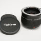 Tokina RMC 2X Converter Doubler PK PKA Mount, Caps