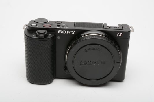 Sony Alpha ZV-E10 Mirrorless Camera 24.2MP Body Only 1028 Acts!, 2 Batts, Clean!