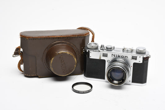 Nikon S 35mm rangefinder MIOJ w/Nikkor-H 5cm f2, Collector, Needs CLA