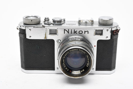 Nikon S 35mm rangefinder MIOJ w/Nikkor-H 5cm f2, Collector, Needs CLA