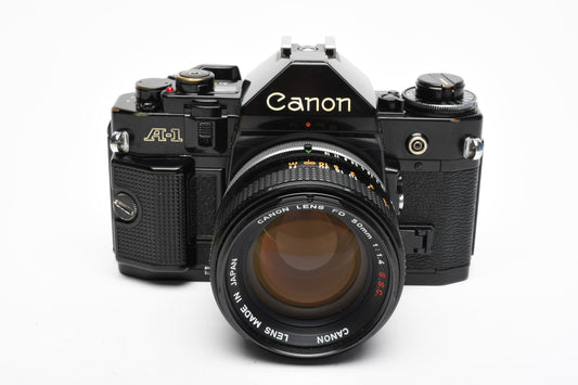 Canon A-1 35mm SLR Camera w/Canon 50mm f1.4 S.S.C, Strap, New Seals, Nice!
