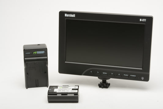Marshall M-CT7 7" On-Camera LCD Field Monitor w/LP-E6 Battery + Charger, tested