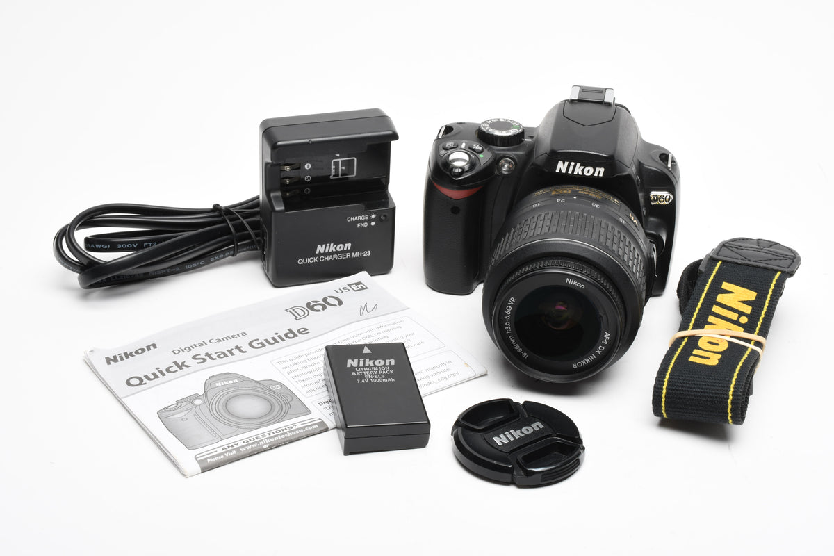 Nikon D60 10.2mp DSLR Camera W/Nikon AF-S 18-55mm VR F3.5-5.6G Zoom Lens, 17K Acts, Nice!