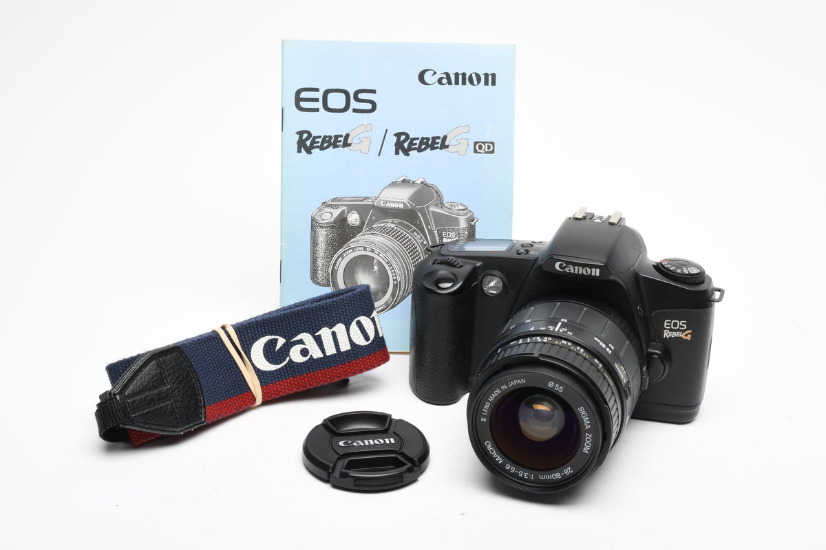 Canon EOS Rebel G 35mm SLR w/Sigma 28-80mm f3.5-5.6 lens, Strap, Manual, Clean!
