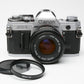 Canon AE-1 w/50mm f1.8 FD lens, new light seals, cap, UV, eyecup, tested