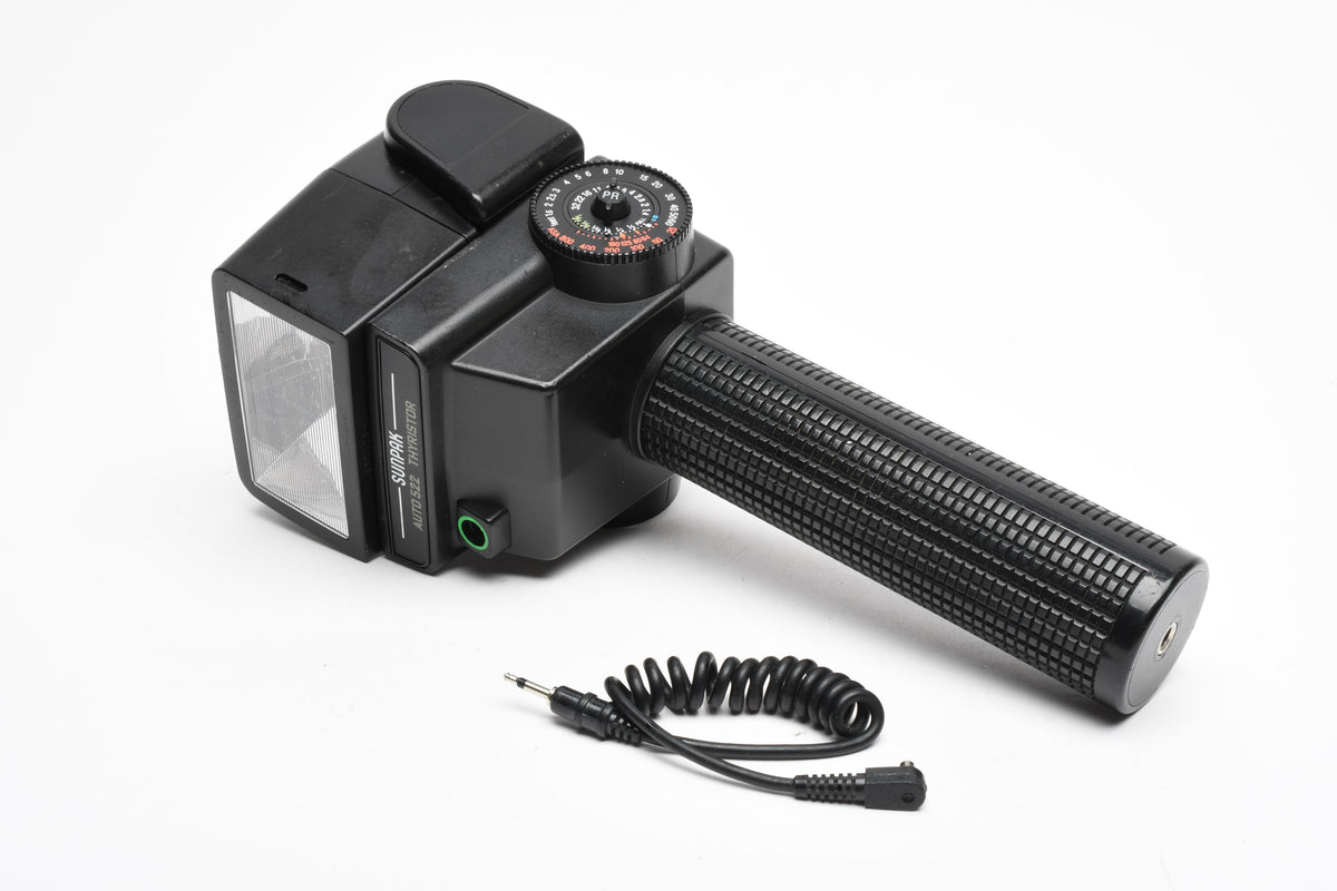 Sunpak Auto 522 Handle mount electronic flash, clean, tested, Flash Only