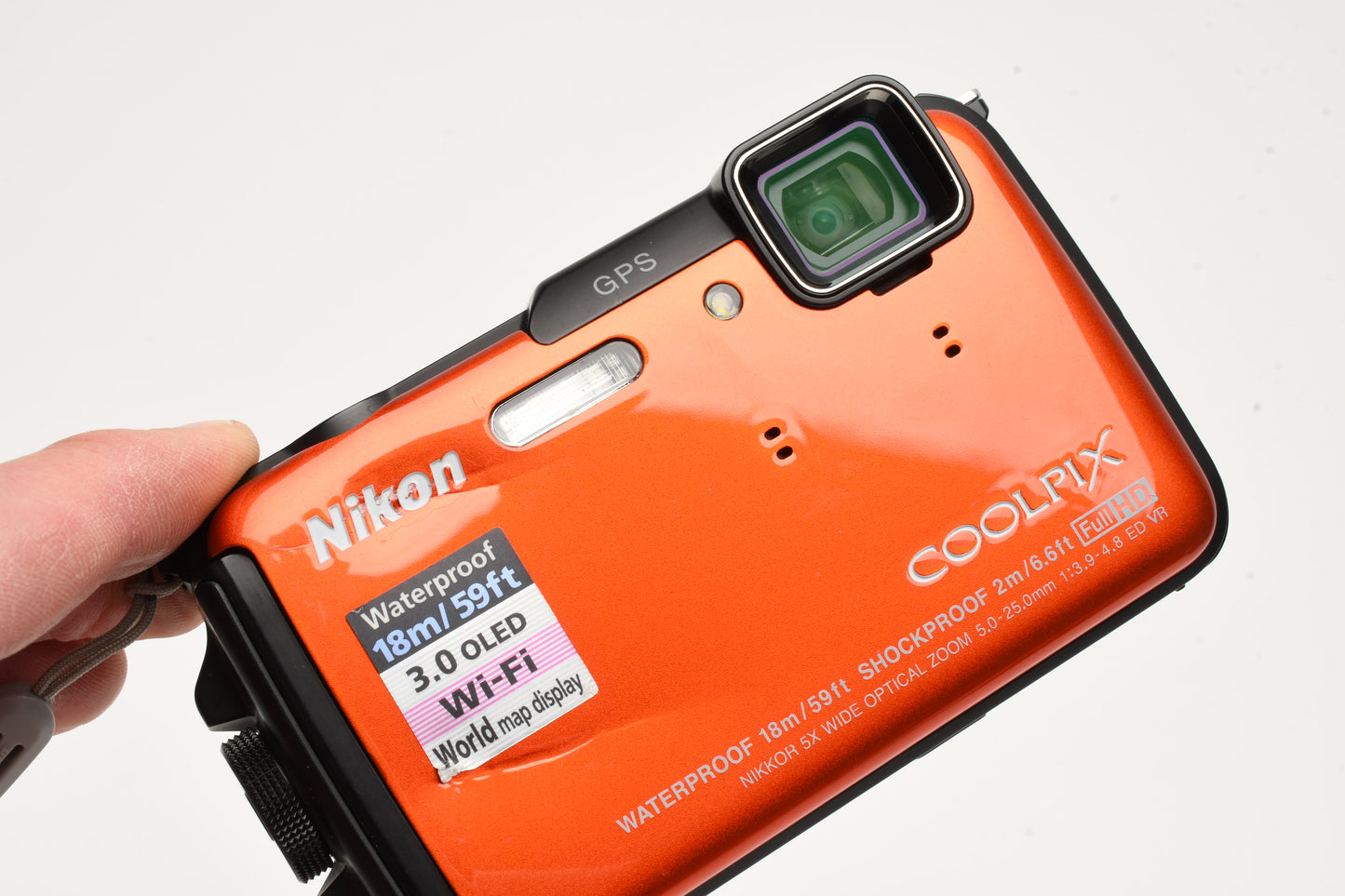 Nikon Coolpix AW110 16MP Digital Point&Shoot Camera Orange Waterproof, Great!