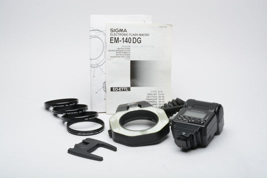 Sigma EM-140 DG TTL Macro Ringlight Flash for Canon EOS, rings, tested, great