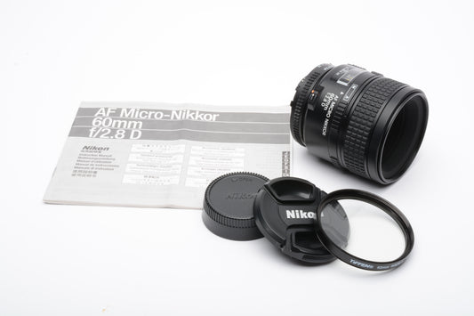 Nikon Nikkor AF Micro 60mm f2.8D w/caps, UV, USA Version