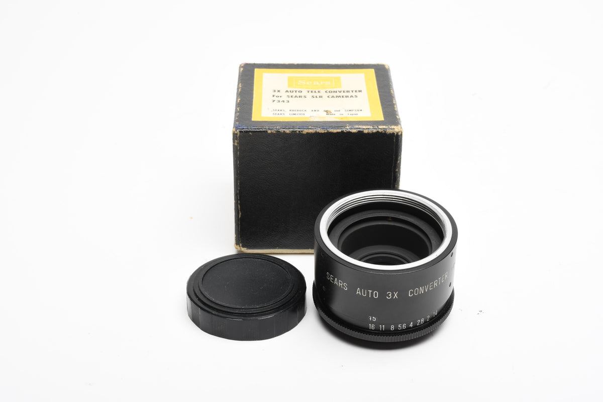Sears 3X Auto tele Converter M42 Mount, cap + Box, Clean