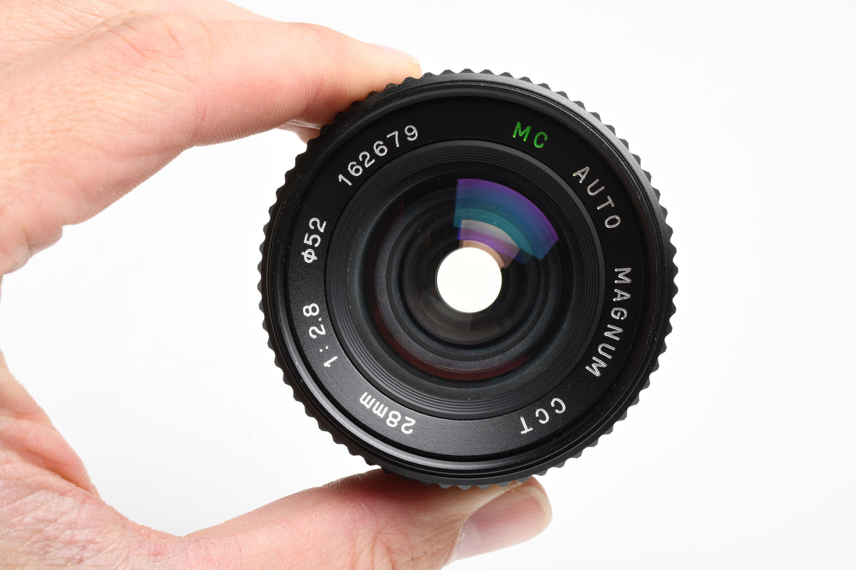 Magnum MC Auto CCT 28mm F2.8 Wide Angle Lens for Pentax PK Mount w/Caps and UV Filter, Nice!