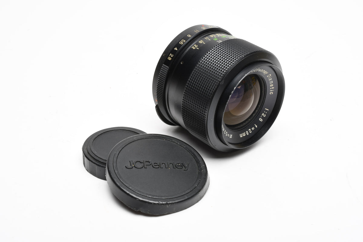 JCPenny Diamatic 28mm F2.8 Wide Angle Lens for M42 Mount w/Caps, Nice!