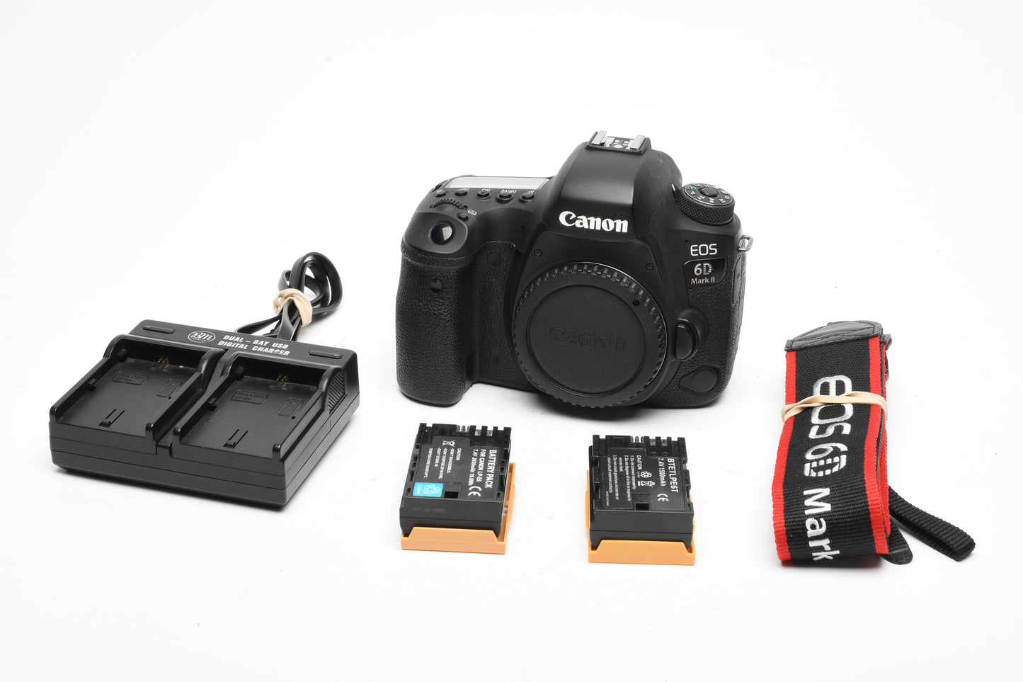 Canon EOS 6D Mark II 26.2MP DSLR body, 2X batts, charger, 187K Acts, Good!