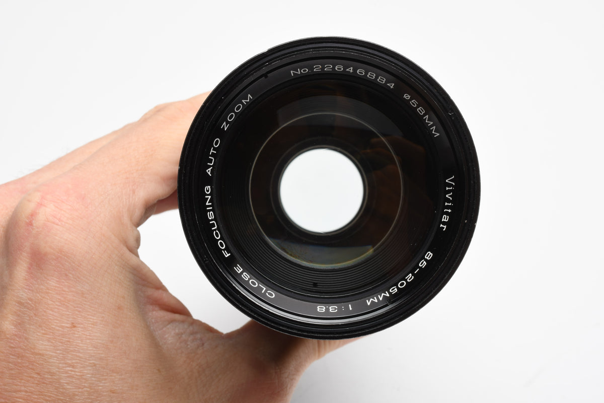 Vivitar 85-205mm f3.8 Telephoto zoom lens w/M42 mount, caps, Box, Good, Read*
