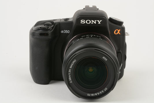 Sony A350 DSLR Body w/AF 18-70mm f3.5-5.6 bundle, batt+charger+4GB CF tested, clean