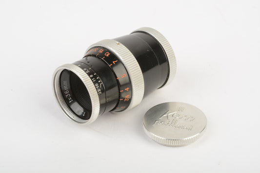 Kern-Paillard Switar 36mm f2.8 AR - D Mount lens, Very clean (Copy)