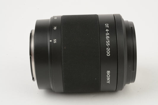 Sony AF 55-200mm f4-5.6 DT SAM lens, caps, hood, UV filter, nice & clean