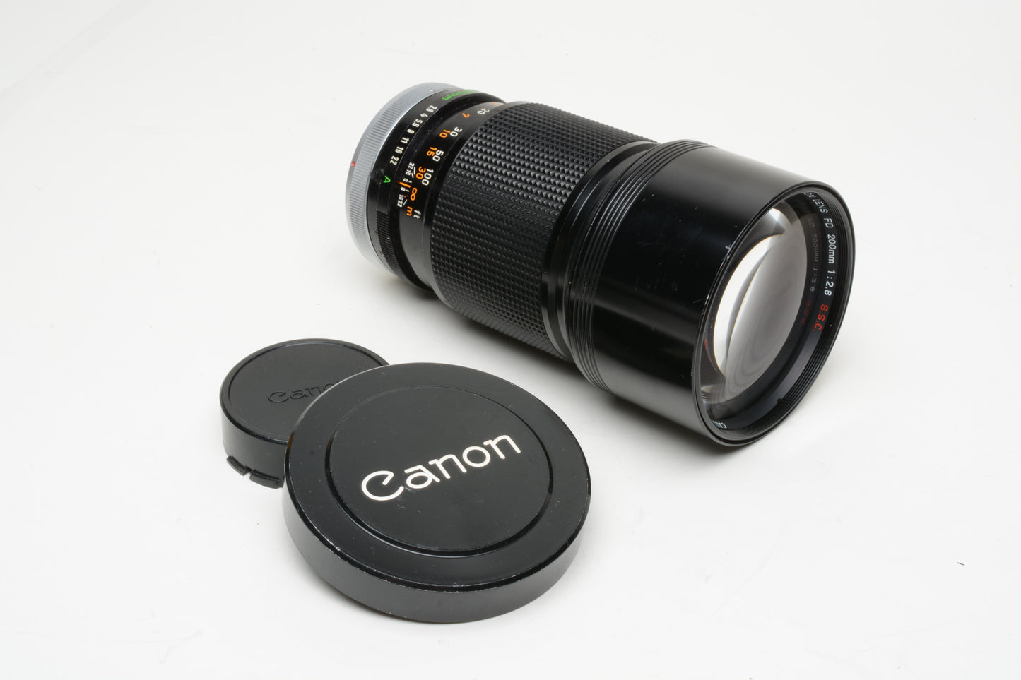 Canon FD 200mm f2.8 S.S.C. MF Telephoto Prime Lens, Canon FD Breech Mount, Caps