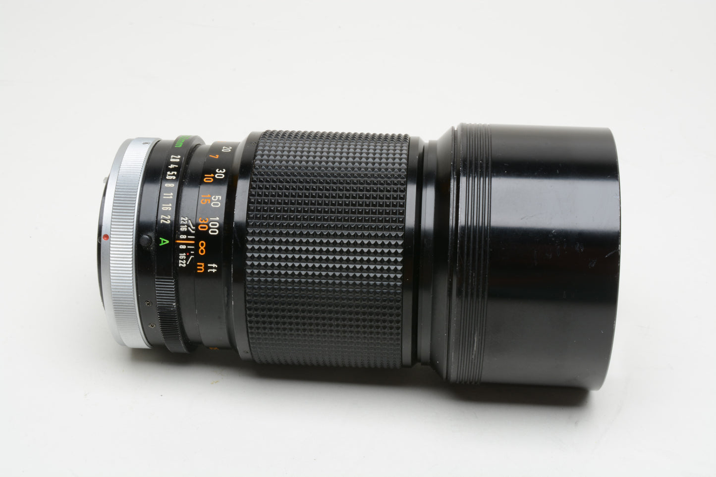 Canon FD 200mm f2.8 S.S.C. MF Telephoto Prime Lens, Canon FD Breech Mount, Caps