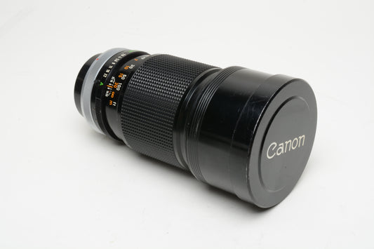 Canon FD 200mm f2.8 S.S.C. MF Telephoto Prime Lens, Canon FD Breech Mount, Caps