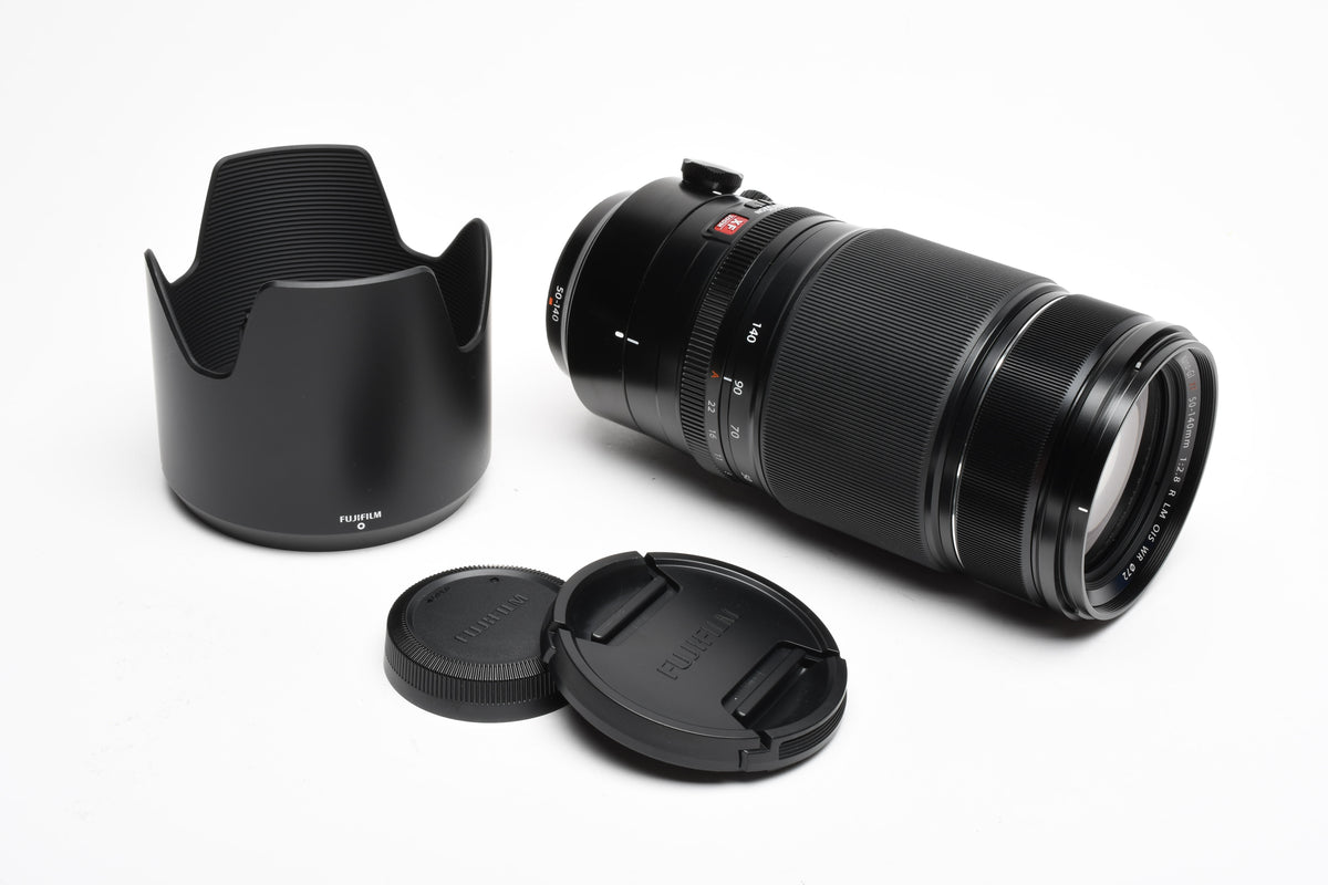 Fujifilm XF 50-140mm f2.8 Nano-GI  R LM OIS WR zoom lens w/caps, hood, collar, Very Nice!